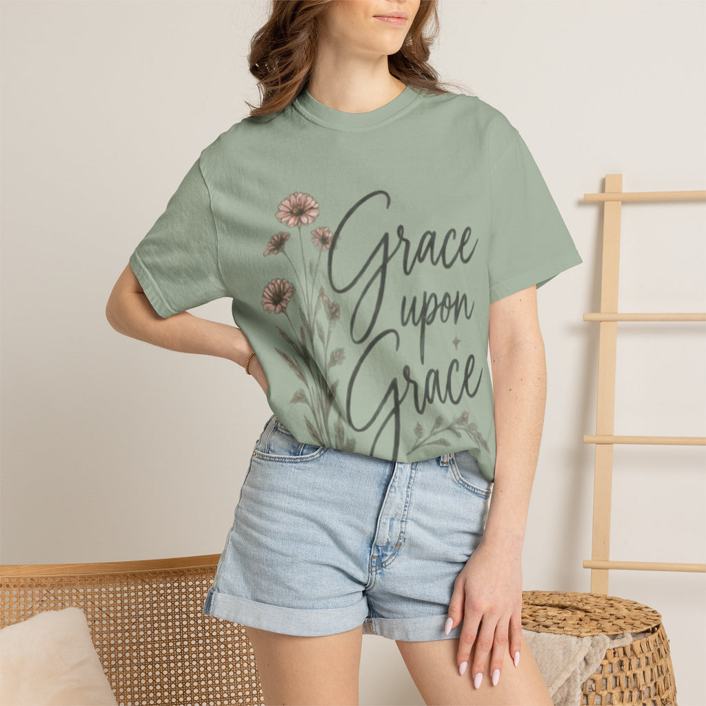 Grace Upon Grace T-Shirt — Floral Inspirational Christian Tee (John 1:16)