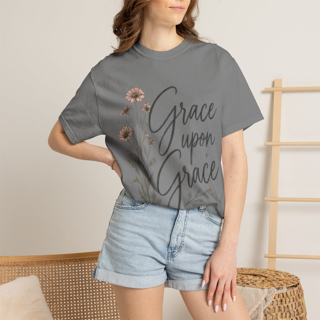 Grace Upon Grace T-Shirt — Floral Inspirational Christian Tee (John 1:16)