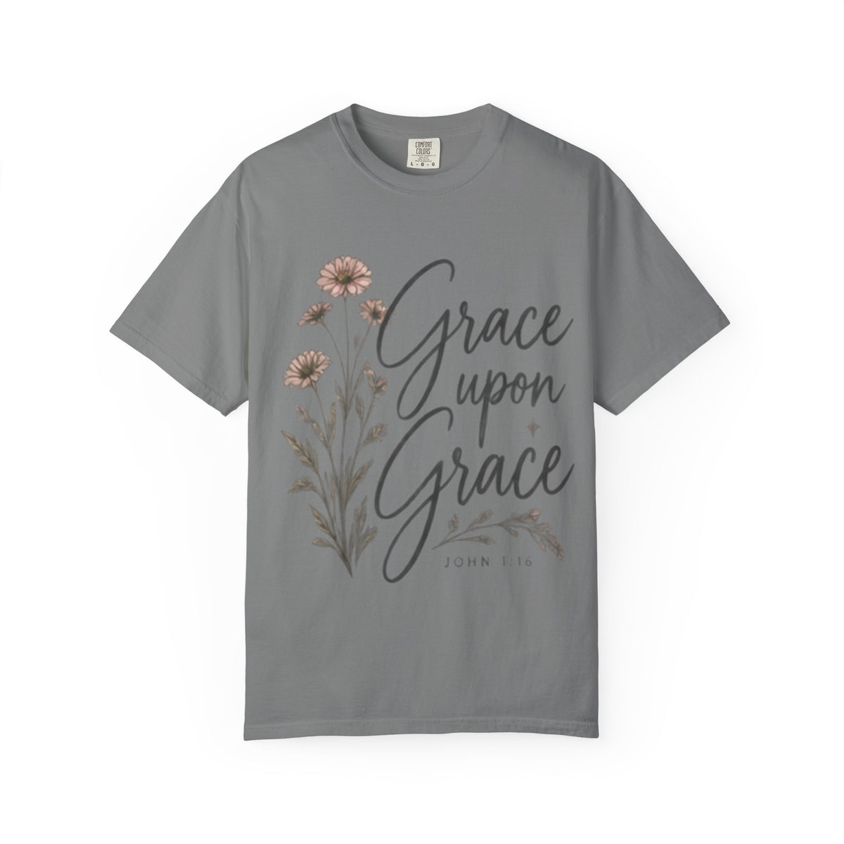 Grace Upon Grace T-Shirt — Floral Inspirational Christian Tee (John 1:16)
