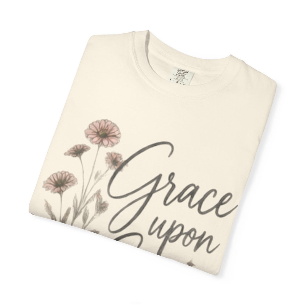 Grace Upon Grace T-Shirt — Floral Inspirational Christian Tee (John 1:16)
