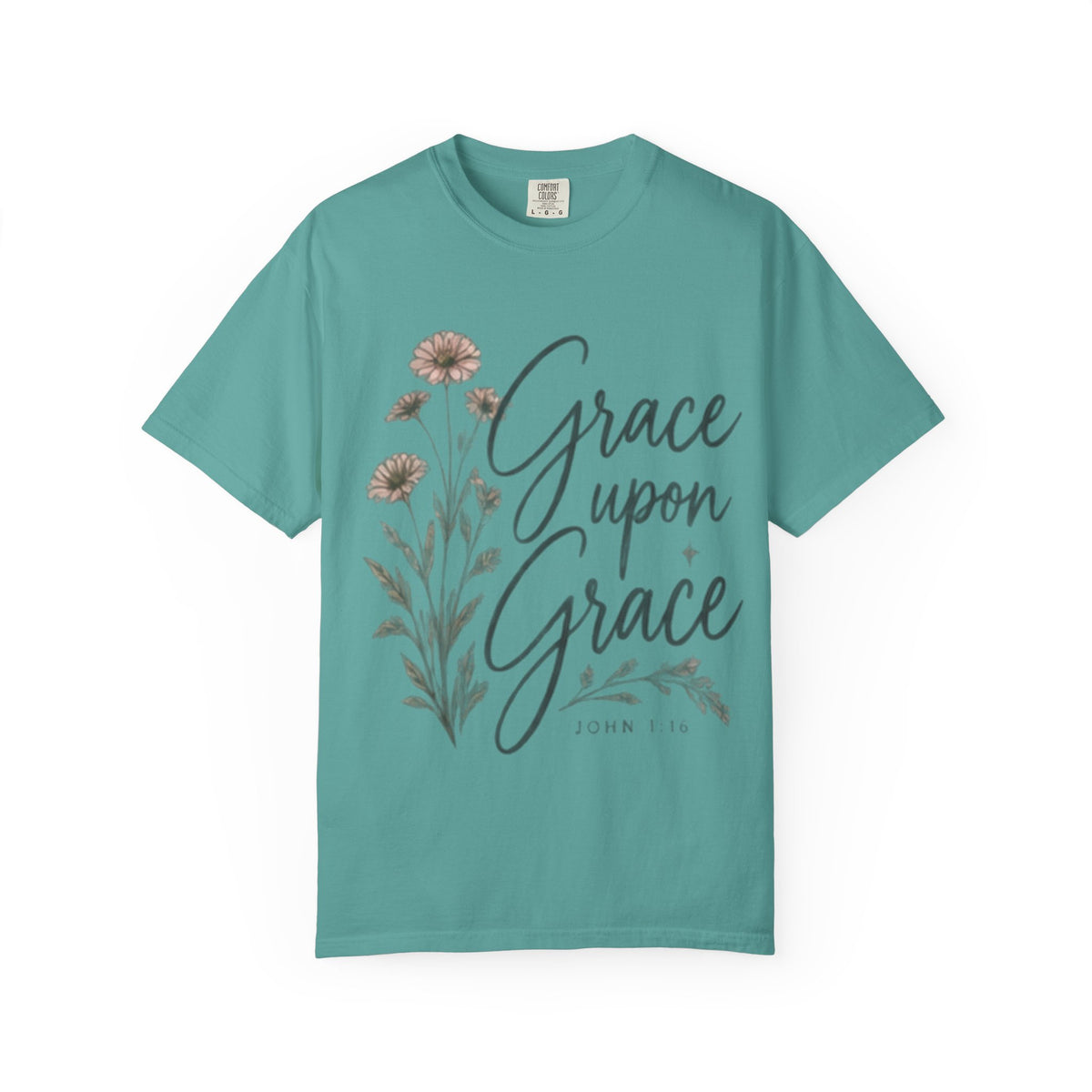 Grace Upon Grace T-Shirt — Floral Inspirational Christian Tee (John 1:16)