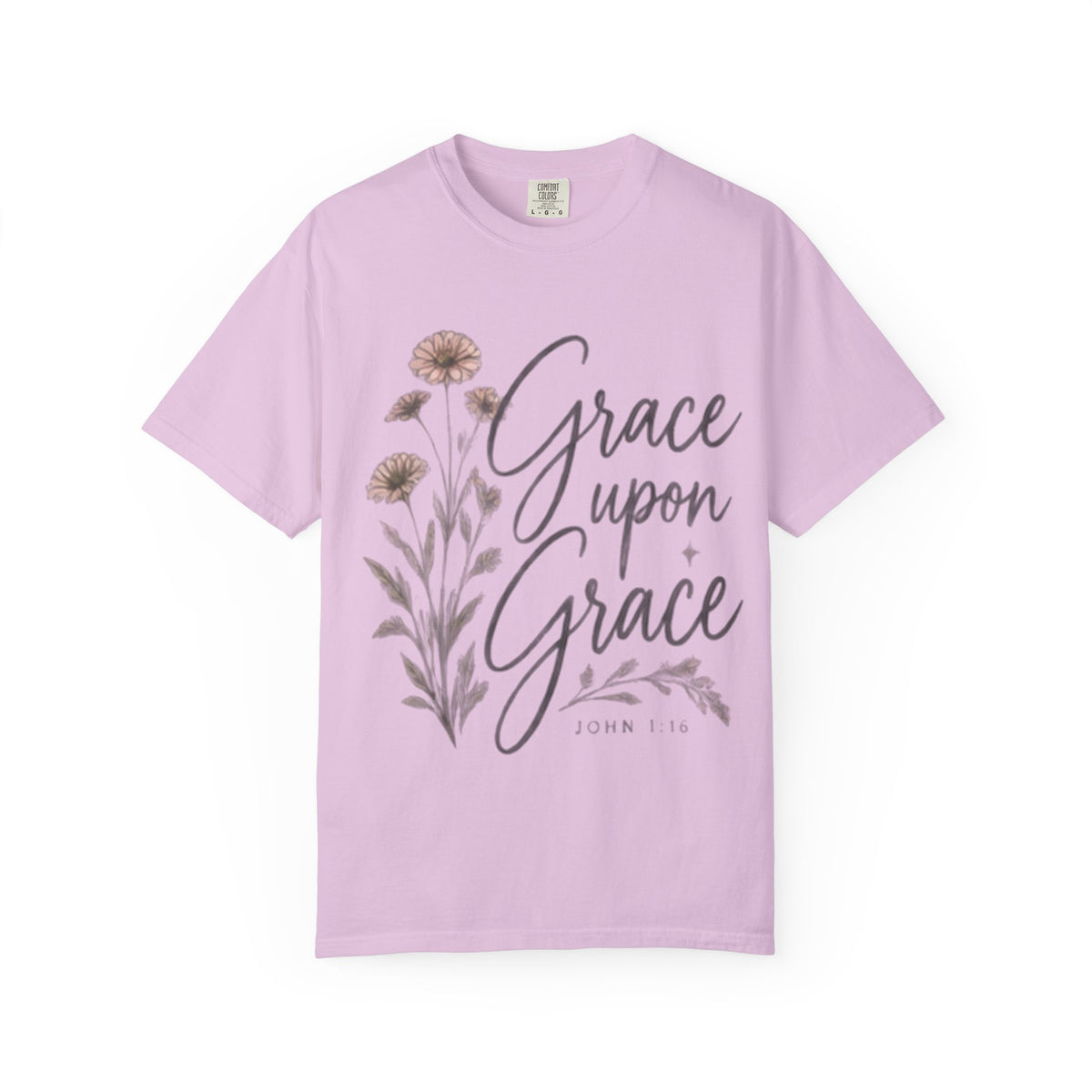 Grace Upon Grace T-Shirt — Floral Inspirational Christian Tee (John 1:16)