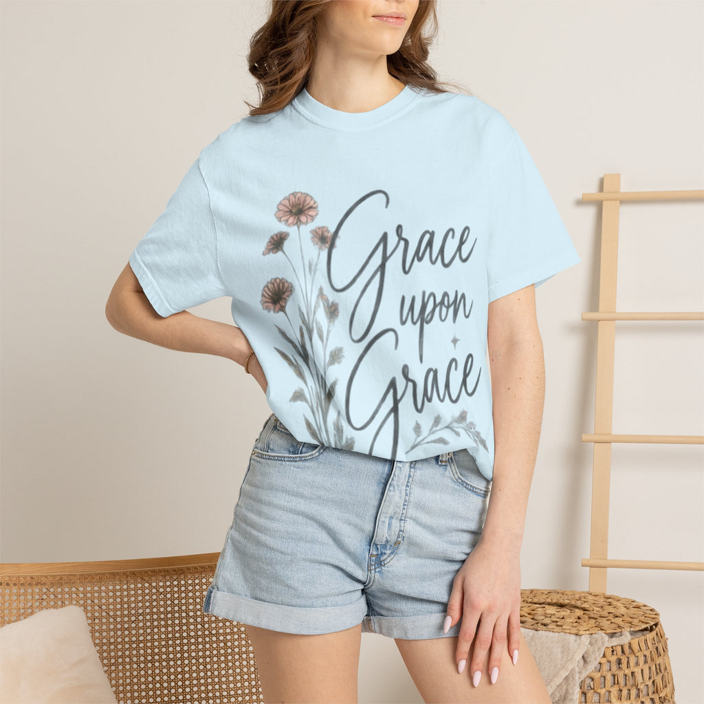 Grace Upon Grace T-Shirt — Floral Inspirational Christian Tee (John 1:16)
