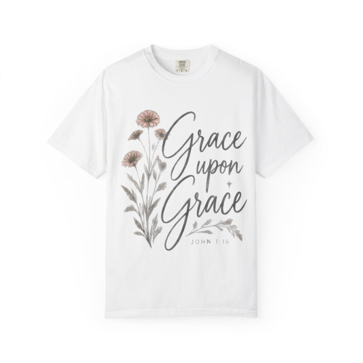 Grace Upon Grace T-Shirt — Floral Inspirational Christian Tee (John 1:16)